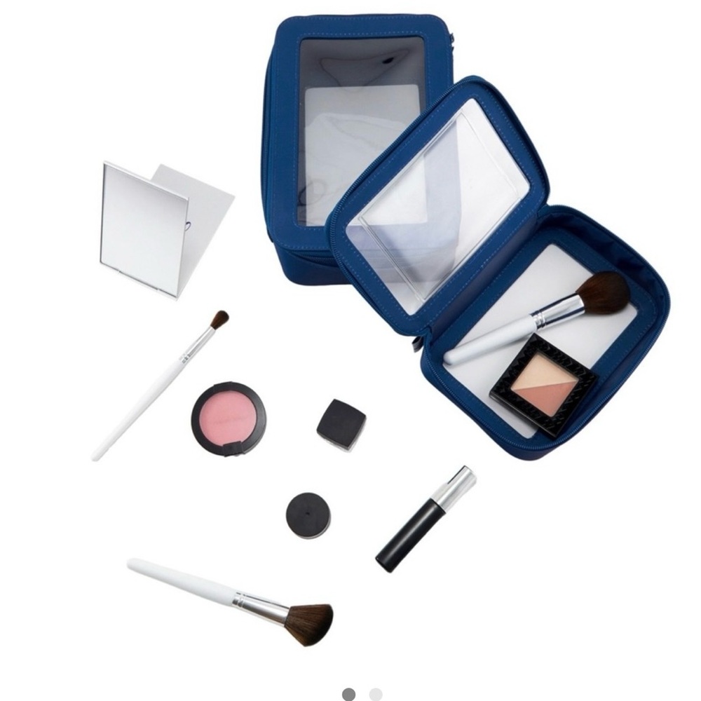 GLO TECH Blue Cosmetic Bag Set with Makeup Brushes